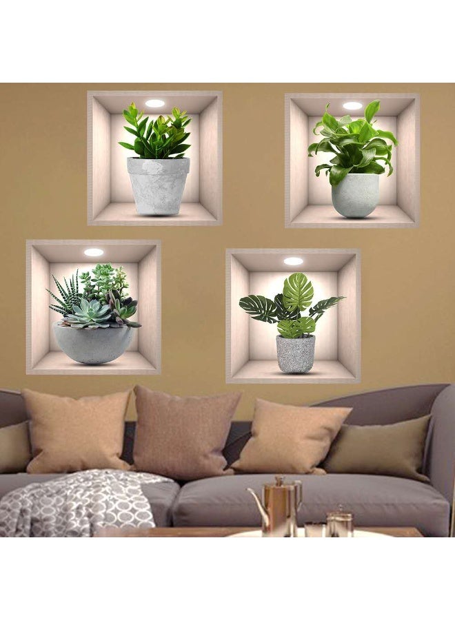 4 pieces of 30*30CM 3D green plant wall stickers, 3D three-dimensional wall stickers, suitable for living room, bedroom, kitchen decoration, removable 1-1 - Image 5